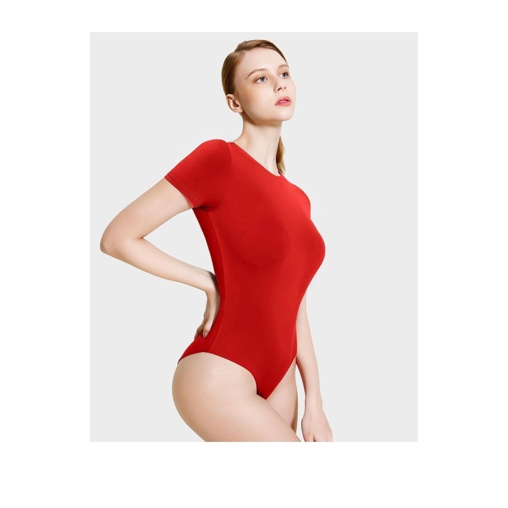 ALGALAROUND Double Lined Short Sleeve Bodysuit Basic T Shirts Body Suit‎ - Picture 2 of 6